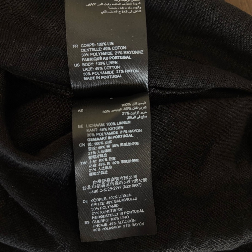 Sandro Paris Tango Lace Back Tank Top Noir Black Linen Blend T11239E Size 3 - Picture 10 of 10